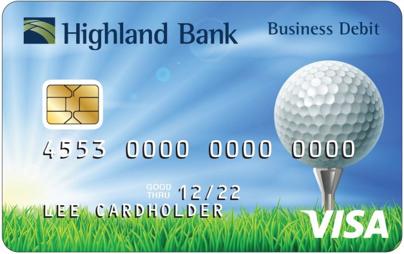 Highland Bank's Business ATM/Debit Card with the background choice of a golf image