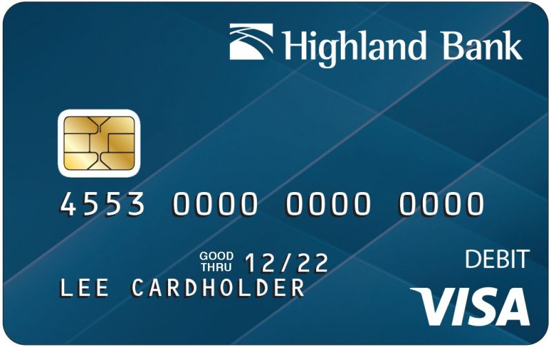 Highland Bank's ATM/Debit Card personal card background option of Blue Diamonds
