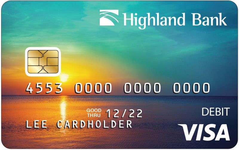 Highland Bank's ATM/Debit Card sunset background option