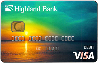 Highland Bank's Sunset background ATM/Debit Card option